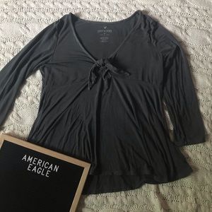 American Eagle Babydoll Tie-Front Top